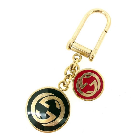 Gucci key ring Key holder G logos Gold Green Woman Authentic Used - Picture 1 of 5